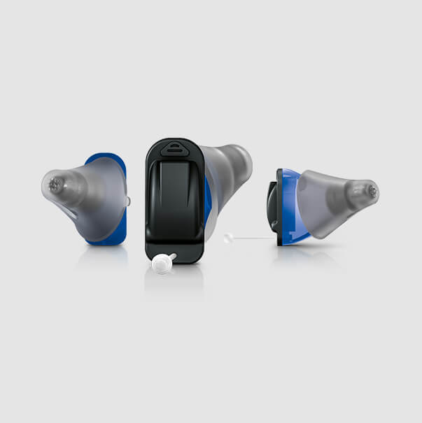 Signia Silk blue small invisible hearing aids model